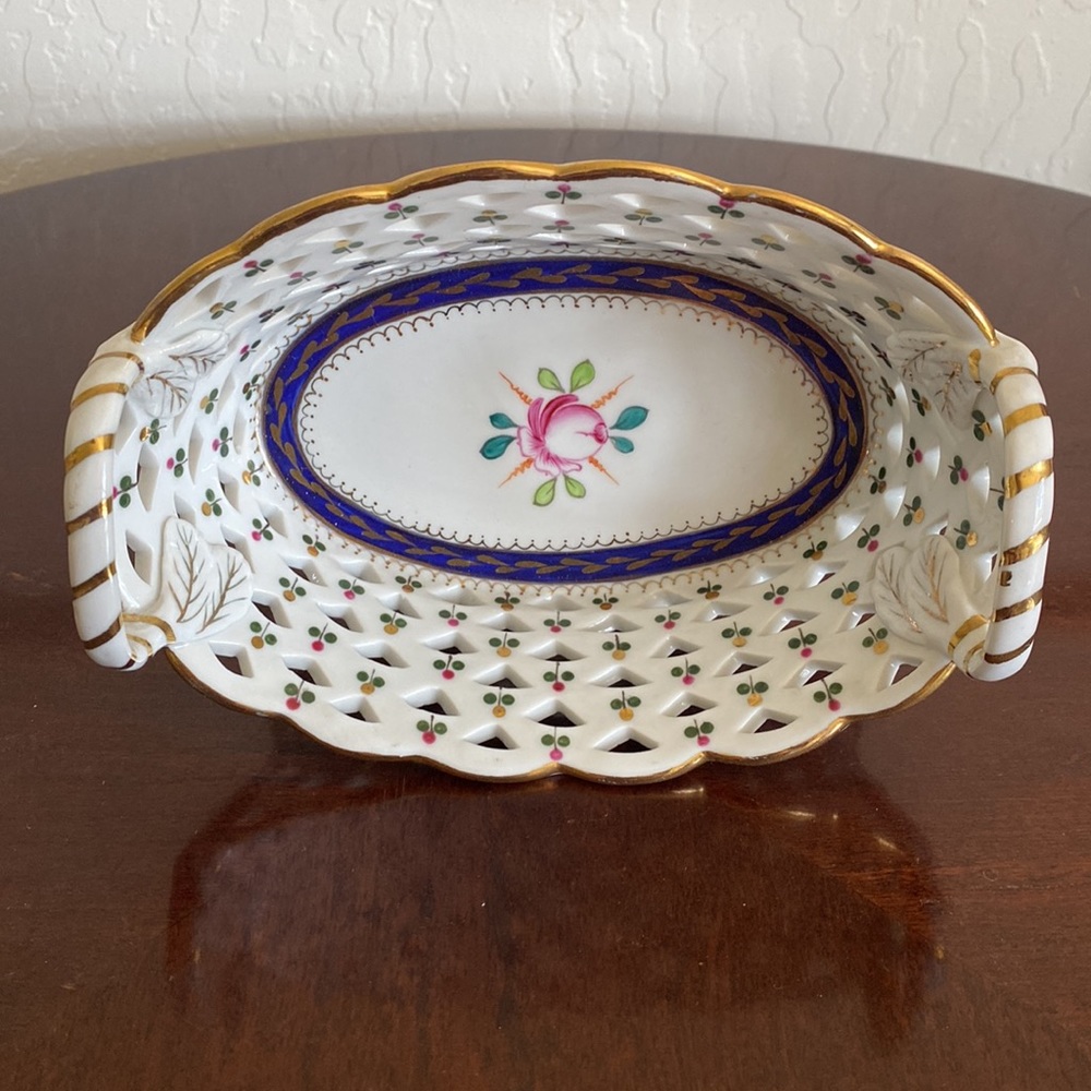 Hand Painted Porcelain Decorative Basket - Picture 8 of 13